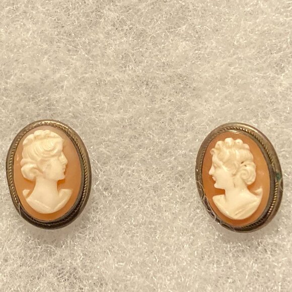 19 Century Antique 800 Silver Earrings Carved Shell Cameo 800 Earrings Beautiful